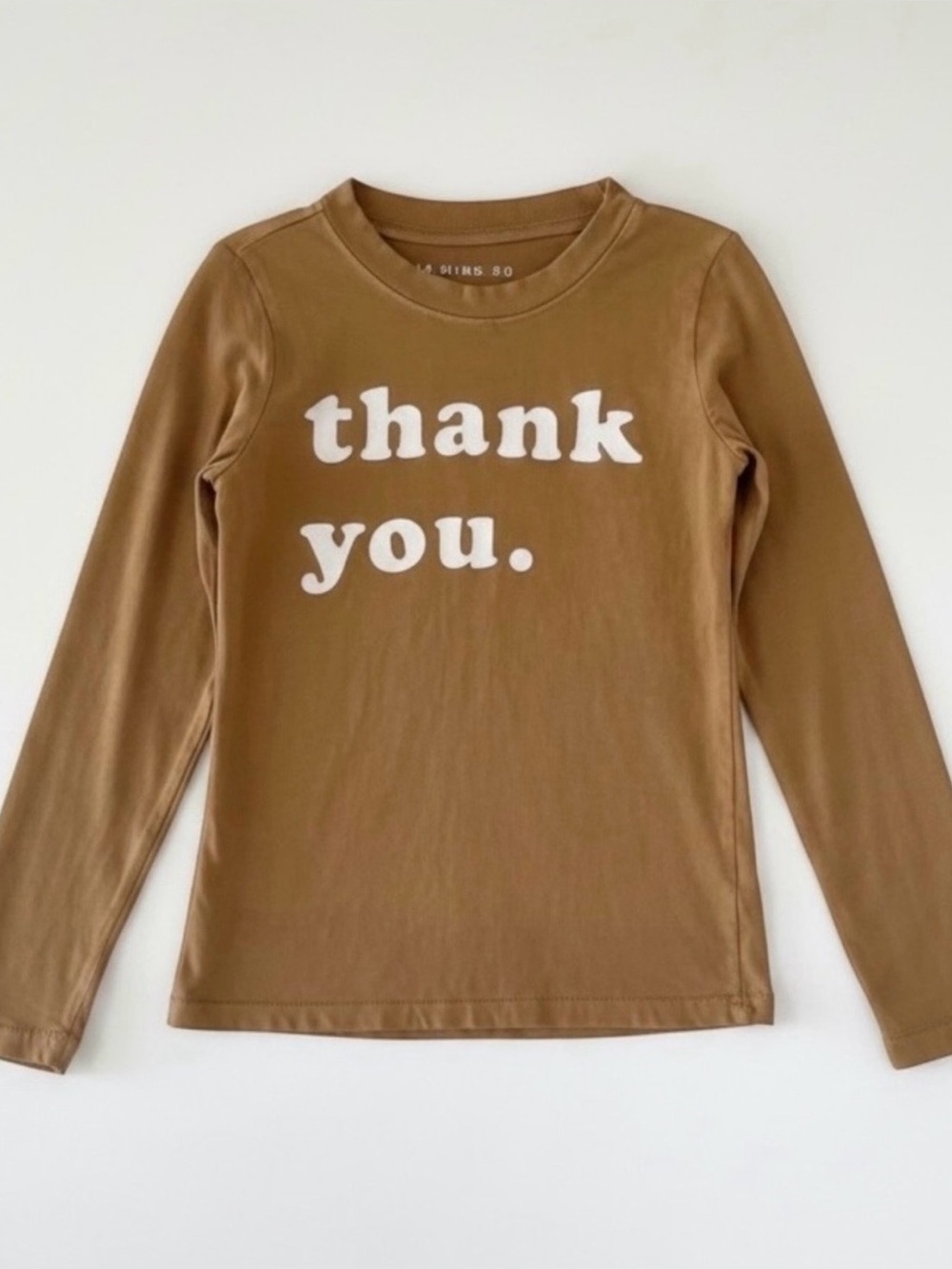 The Ever Co Thank You Graphic Long Sleeve Tee Brown Girls 4-5Y Cotton